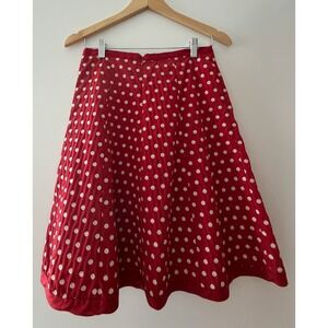 Alannah Hill Red Polka Dot A-Line Midi Skirt Womens Size 10 Retro Quilted Style